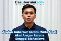 TANGKAPAN LAYAR. Ajudan Gubernur Kalimantan Timur Rudy Mas’ud, Asky Rizal Toding, menyampaikan permintaan maaf setelah insiden senggolan dengan peserta aksi GMNI Samarinda viral di media sosial. (Humas Gubernur Kaltim/Redaksi BBI/Kaltim)