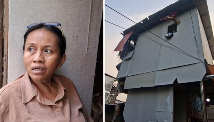 KOLASE. Eva, pedagang minuman keliling di kawasan Pasar Tanah Abang, Jakarta Pusat, dan kontrakan berukuran 3 x 3 meter yang ditempatinya. (Istimewa/Redaksi BBI/Jakarta)