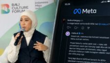 KOLASE. Menteri Komunikasi dan Digital Meutya Hafid dan Meta AI di Threads yang menjelaskan polemik moderasi konten media sosial, termasuk bantahan Komdigi terkait penurunan konten karhutla dan pemblokiran sejumlah akun demonstrasi serta konten kritik. (Istimewa/AI/Redaksi BBI/Jakarta)